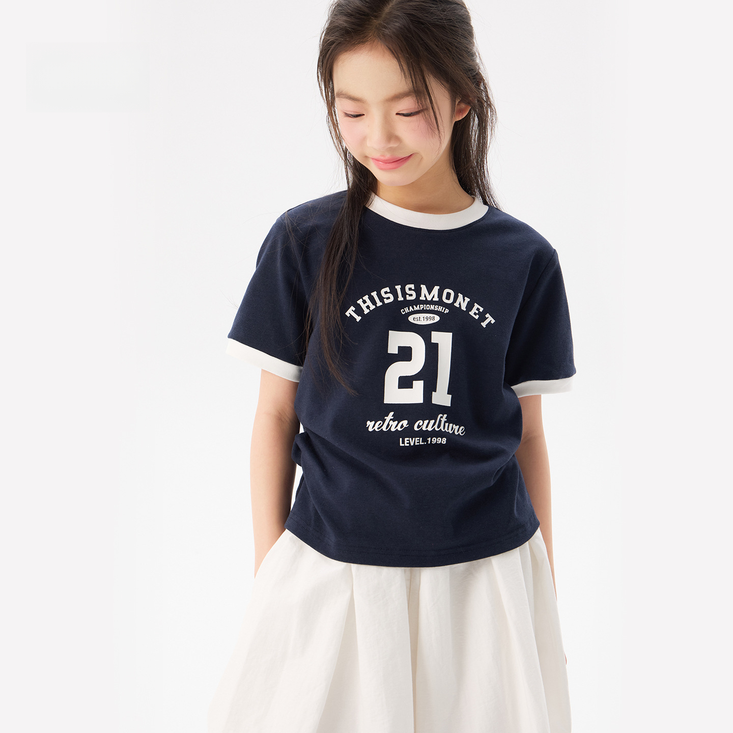 女童夏季字母印花短袖T恤