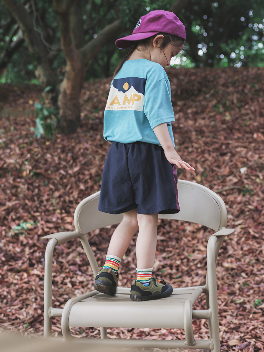 日系女童露營風工裝短褲速乾