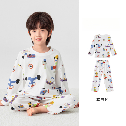 男童春秋家居服套裝純棉滿印