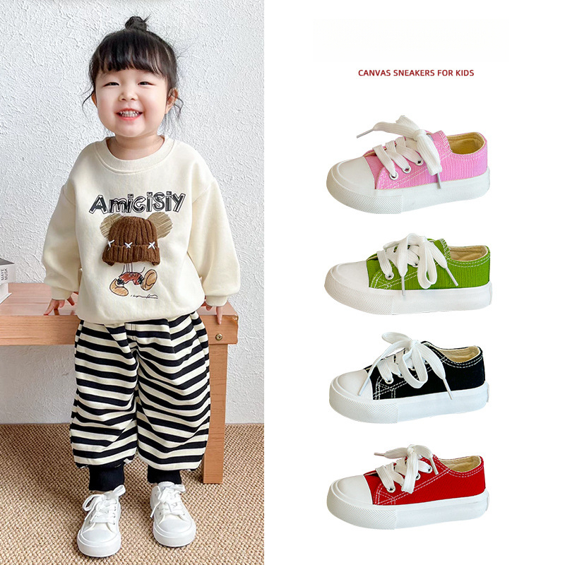 韓版糖果色兒童春秋帆布鞋
