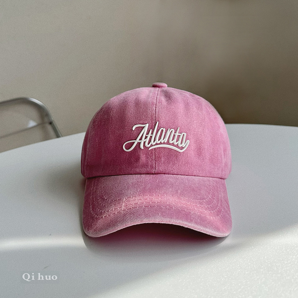 兒童字母水洗做舊鴨舌帽