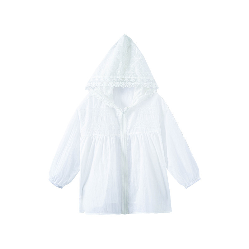 兒童夏季戶外拼接蕾絲花邊速幹外套