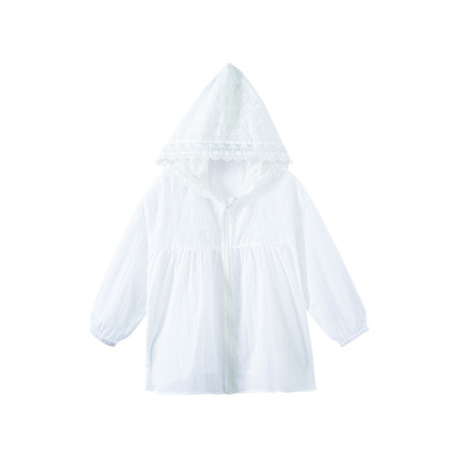 兒童夏季戶外拼接蕾絲花邊速幹外套