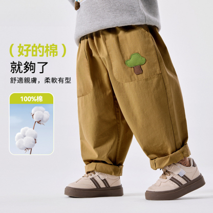 100%全棉兒童秋季簡約童趣休閒褲
