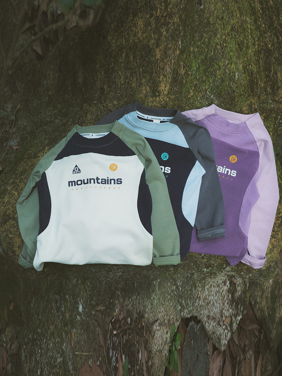 親子裝兒童長袖 T恤復古拼接運動打底衫