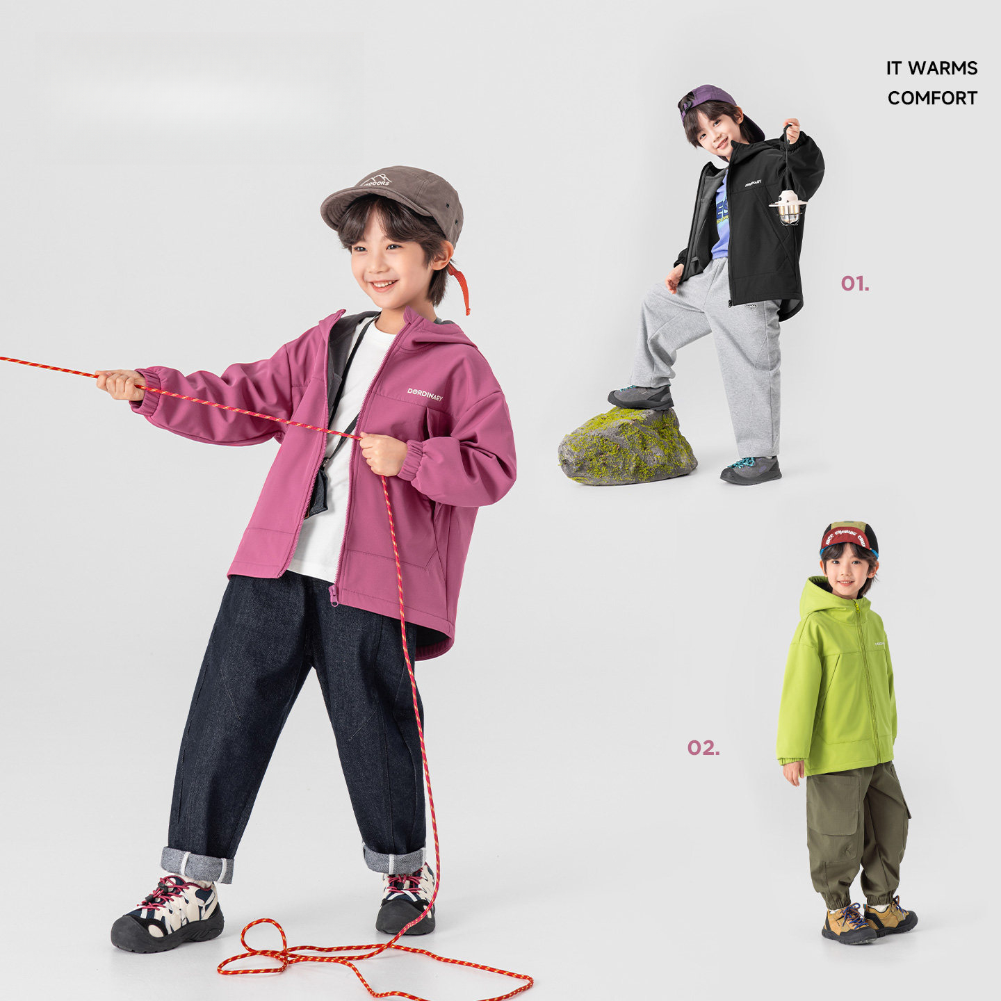 男童春秋款戶外防潑水軟殼服