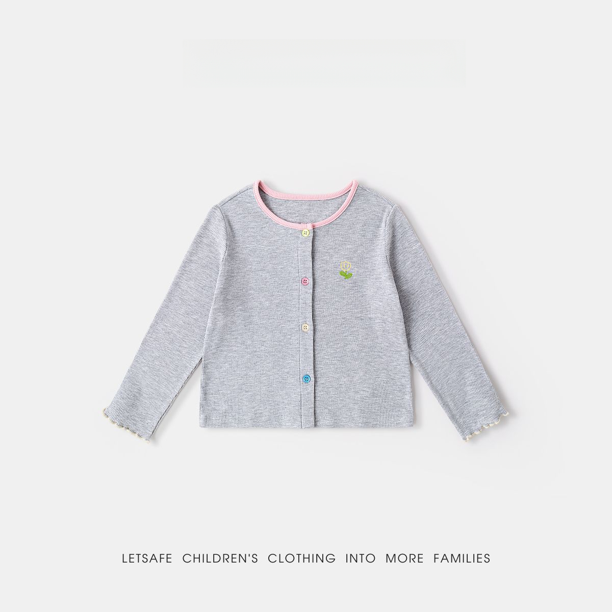 春季女童清新小花針織衫外套