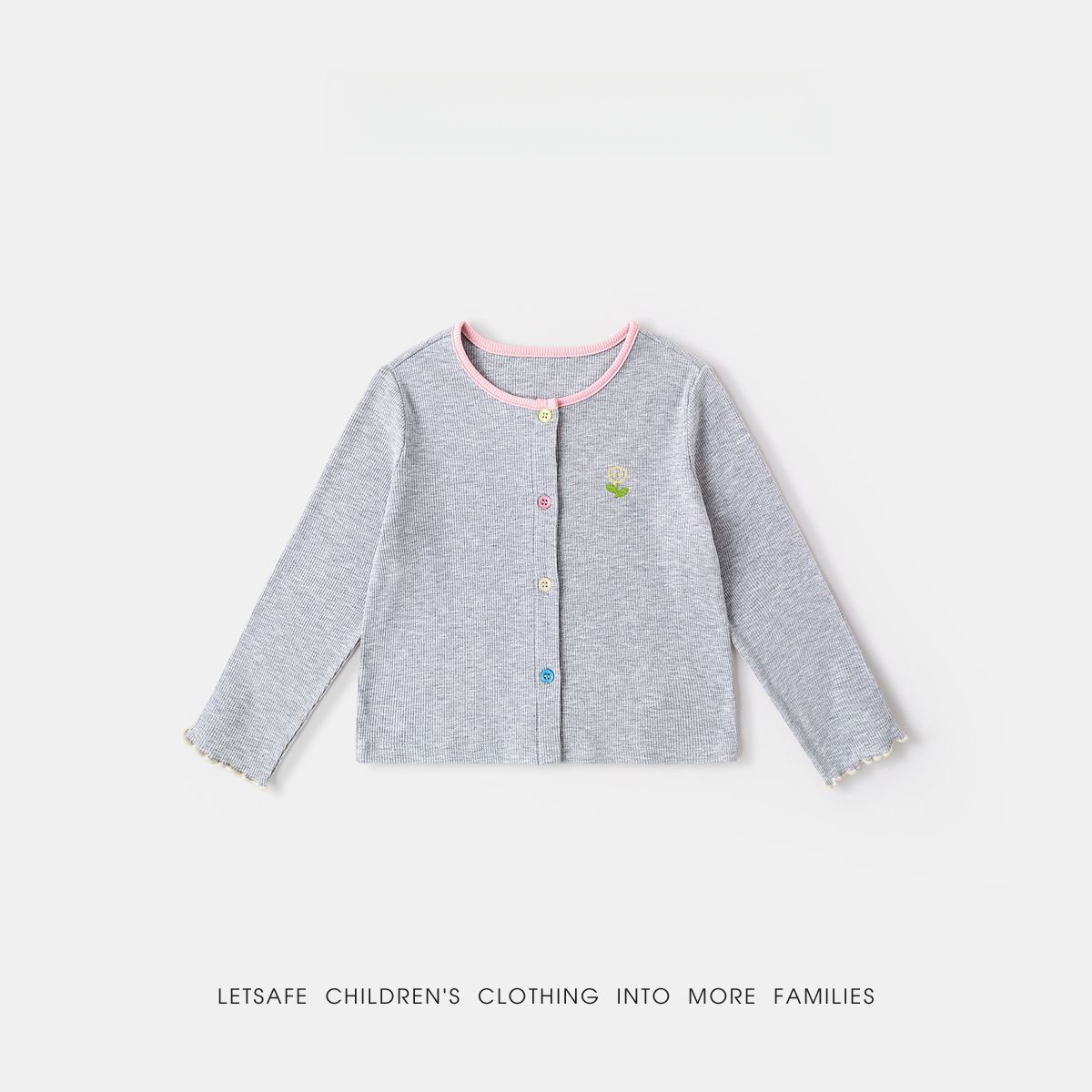 春季女童清新小花針織衫外套