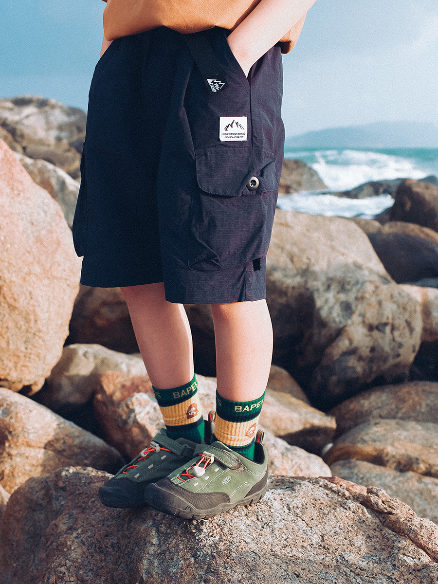 兒童戶外梭織工裝短褲