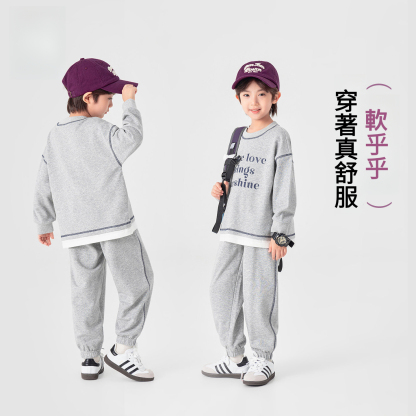 男童假兩件衛衣衛褲運動套裝