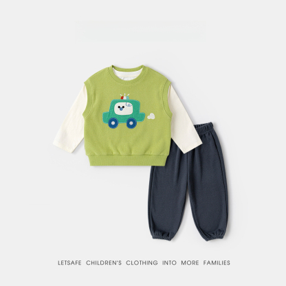 春季兒童馬甲T恤褲子三件套