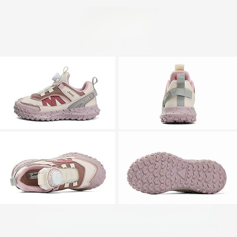 兒童春秋紐扣防滑登山跑步鞋