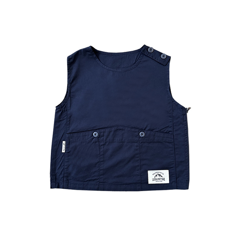 兒童工裝戶外梭織棉馬甲