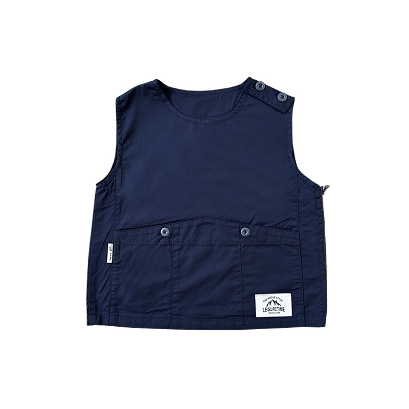 兒童工裝戶外梭織棉馬甲