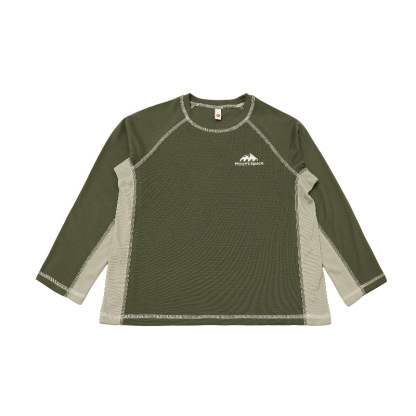 男童春季吸濕速乾拼接明綫長袖T恤