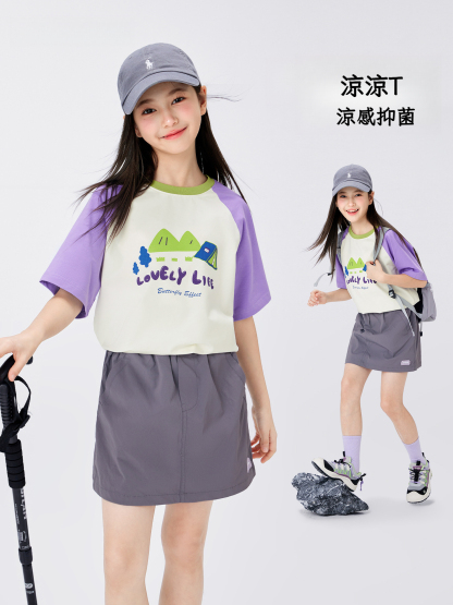 女童夏季涼感露營短T