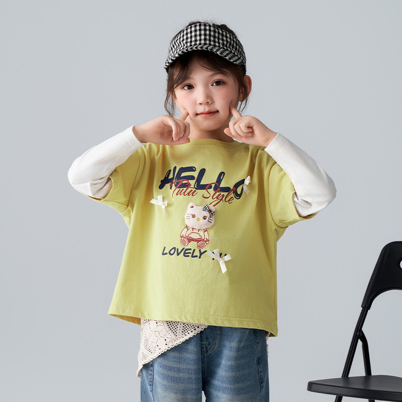 春季新款女童 立體卡通T恤