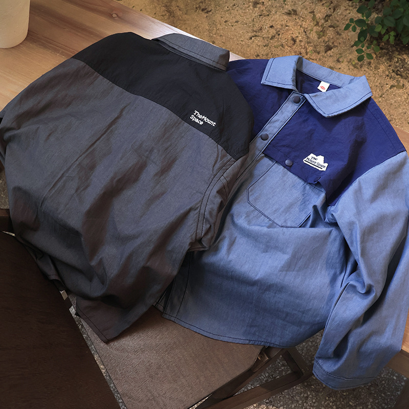 兒童山系拼接速乾長袖T恤