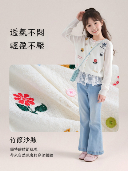 夏季女童韓系冰絲翻領百搭學院風針織衫背心