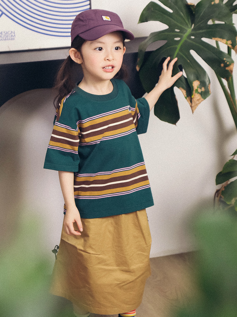 兒童復古條紋短袖T恤