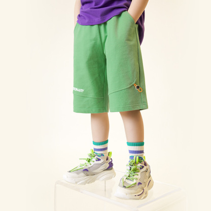 夏季男童純棉寬鬆六分休閑運動軟彈短褲