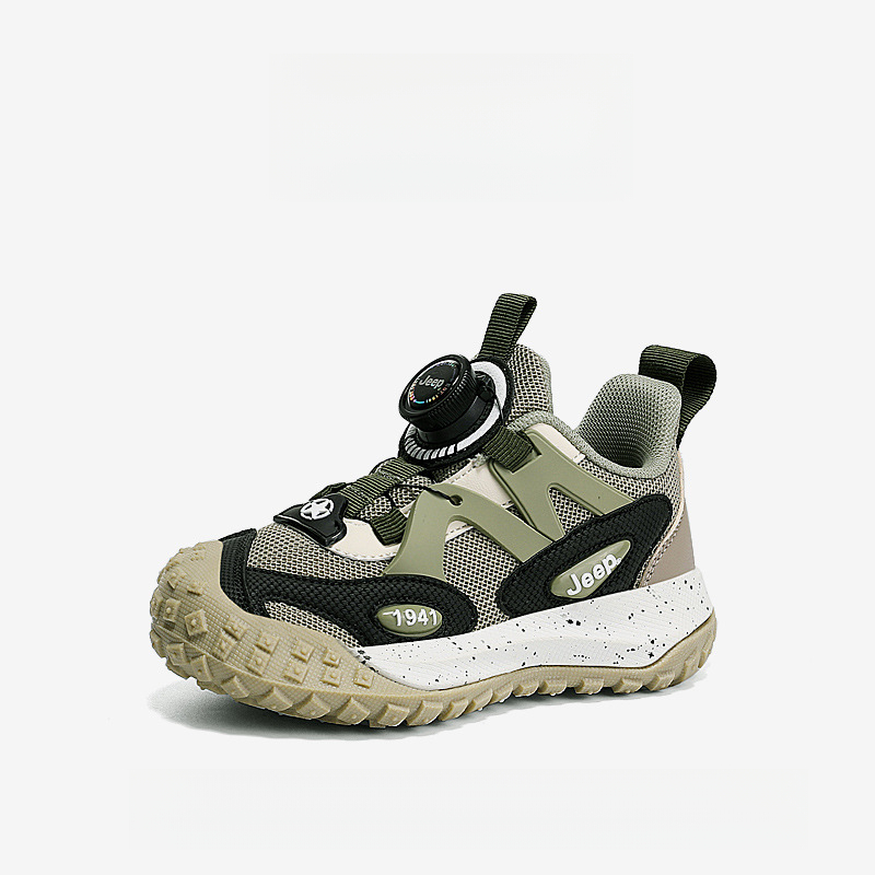 男童夏季旋轉紐扣網面透氣休閒運動鞋