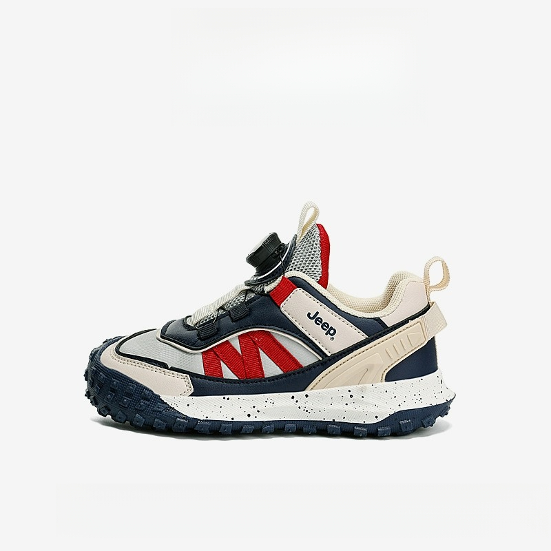 兒童春秋紐扣防滑登山跑步鞋