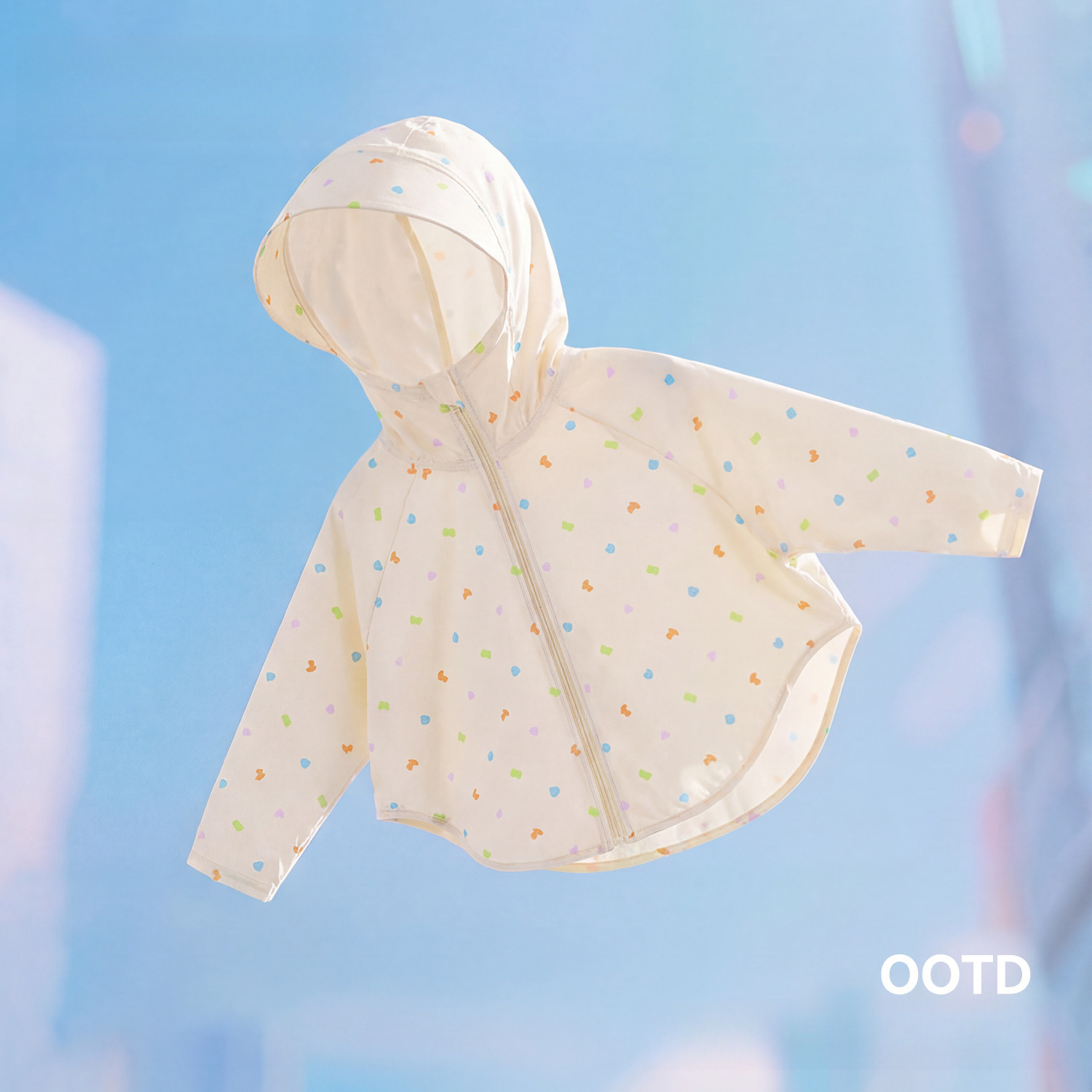 兒童薄款滿印連帽開衫遮陽服