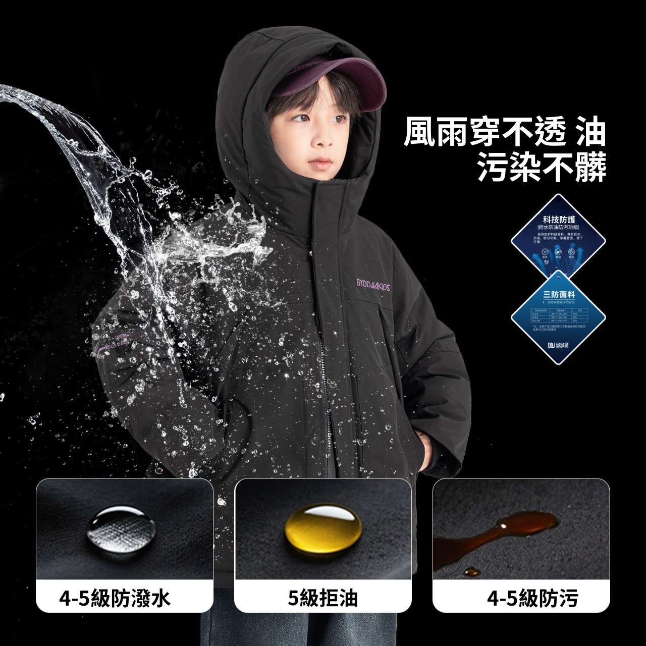 男童派克冬季三防羽絨服