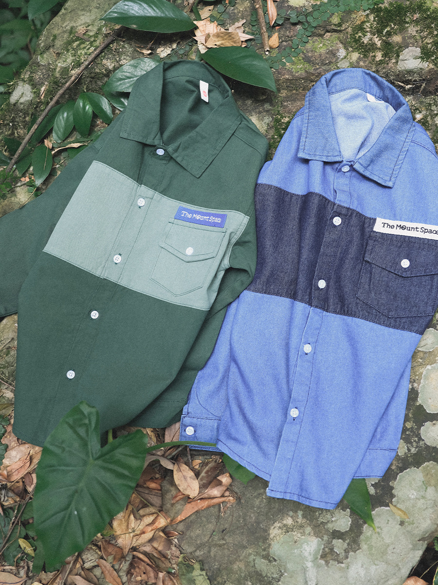 男童春季工裝撞色拼接口袋字母翻領長袖襯衫