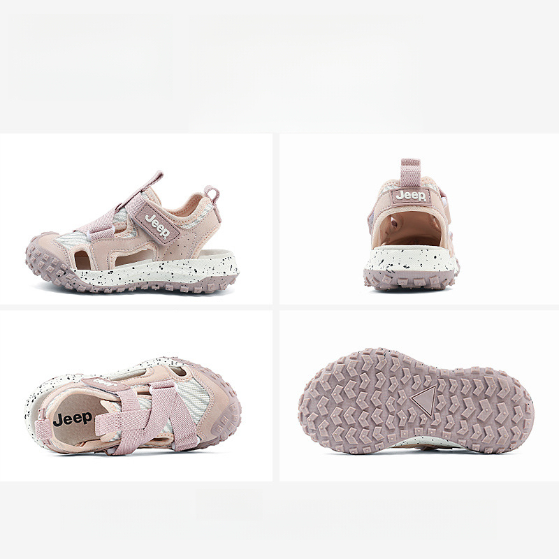 女童軟底防滑運動鏤空網沙灘涼鞋