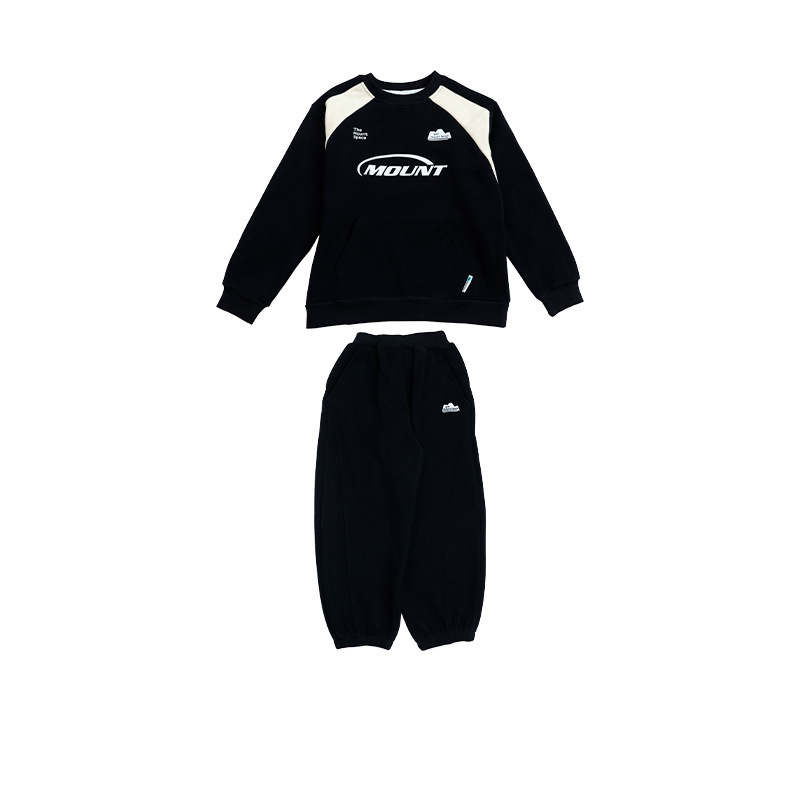 男童戶外加厚加絨衛衣束腳褲子套裝