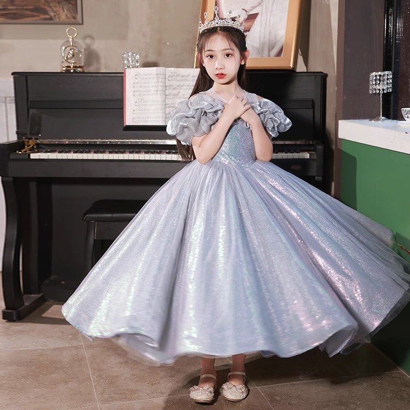 兒童輕奢紫色禮服裙