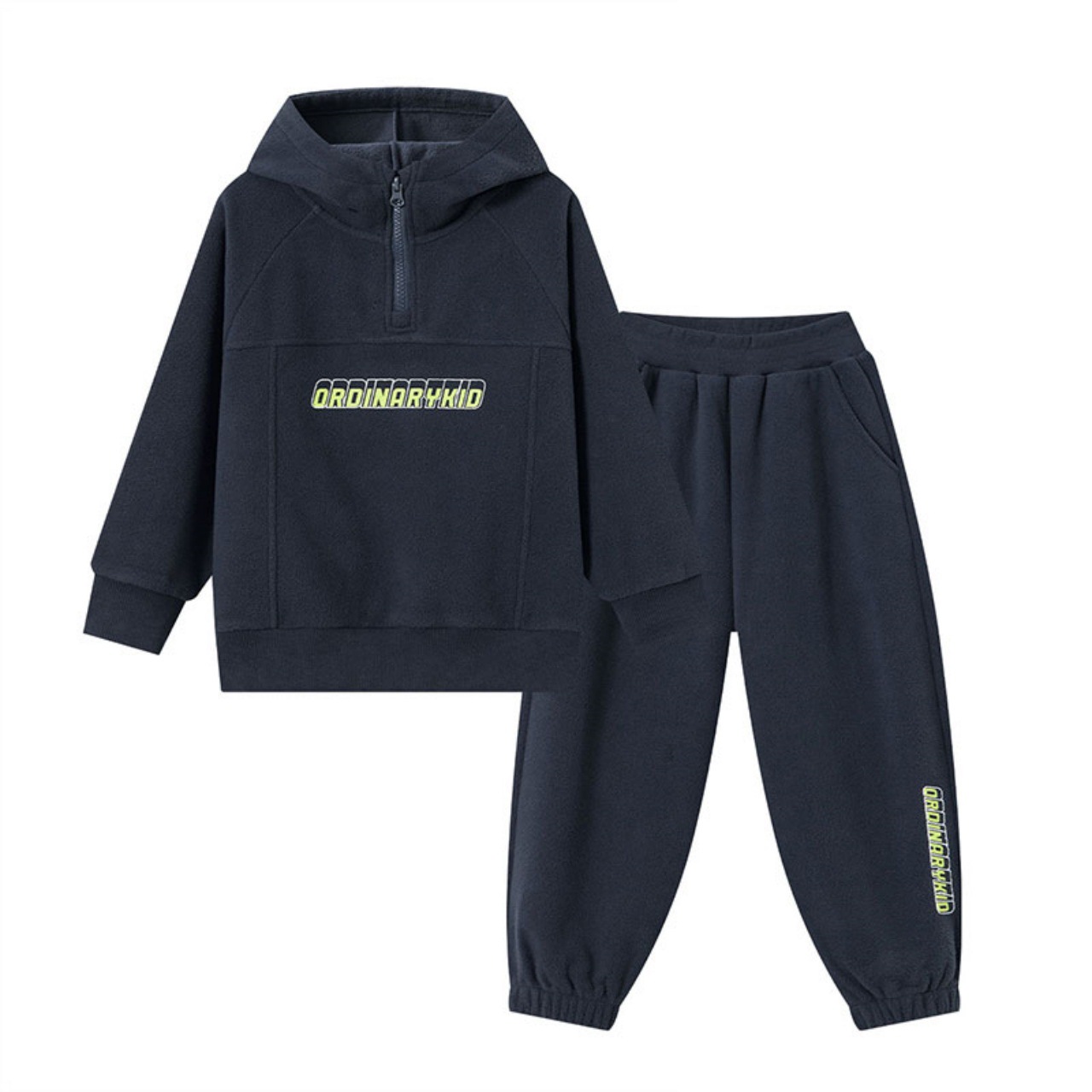 男童冬季搖粒絨印花兩件套