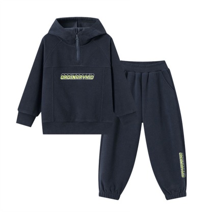 男童冬季搖粒絨印花兩件套