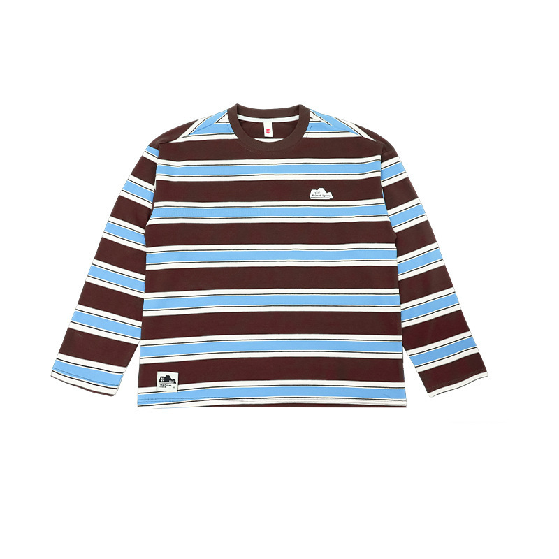 兒童春季休閑撞色條紋寬鬆套頭長袖T恤