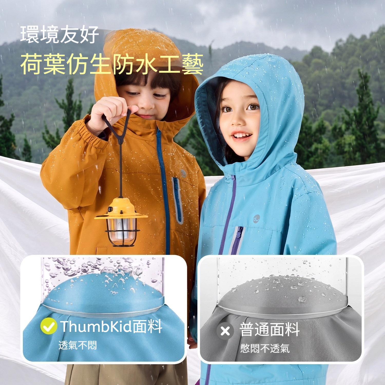兒童秋季防風防雨連帽外套