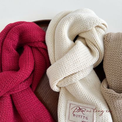 兒童純色秋冬保暖針織毛線圍脖