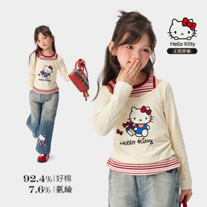 春季女童卡通貓咪直筒褲