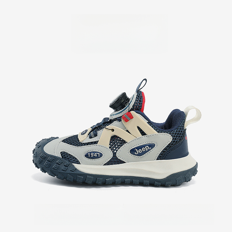 男童夏季旋轉紐扣網面透氣休閒運動鞋