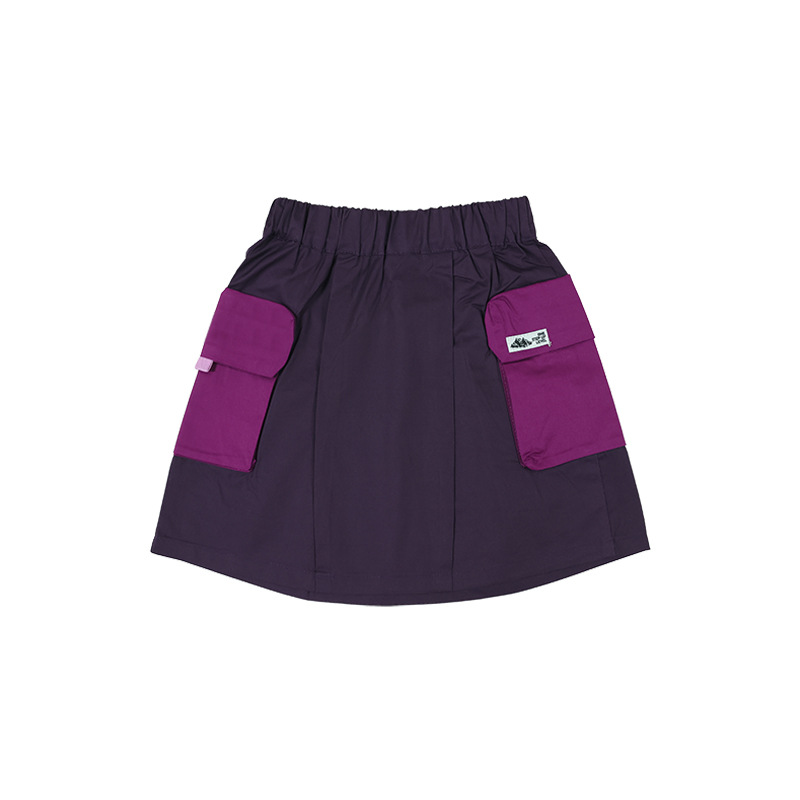 女童山系薄款撞色口袋涼感工裝裙子