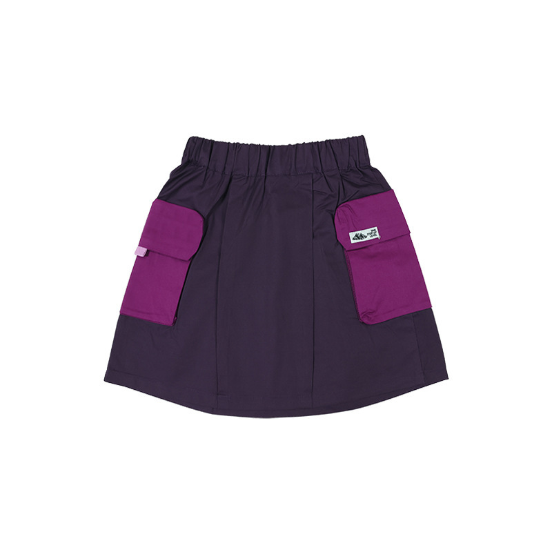 女童山系薄款撞色口袋涼感工裝裙子