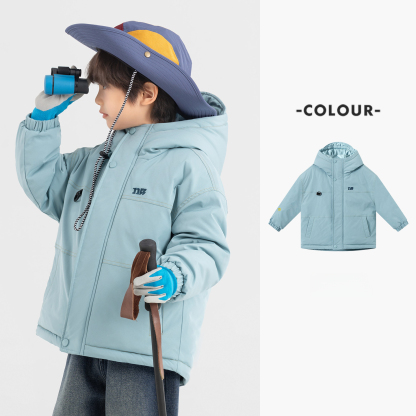 男童防潑水冬季撞色明顯棉服