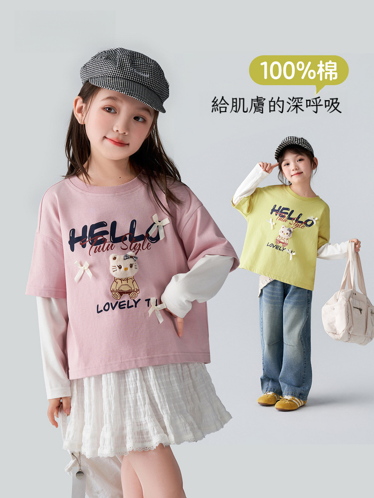 春季新款女童 立體卡通T恤