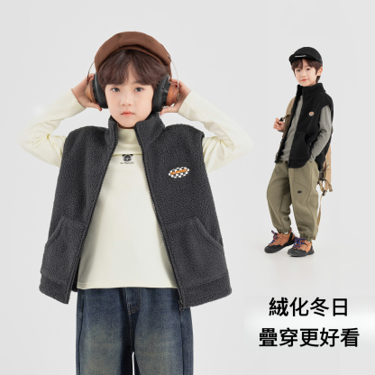 男童搖粒絨秋冬馬甲背心