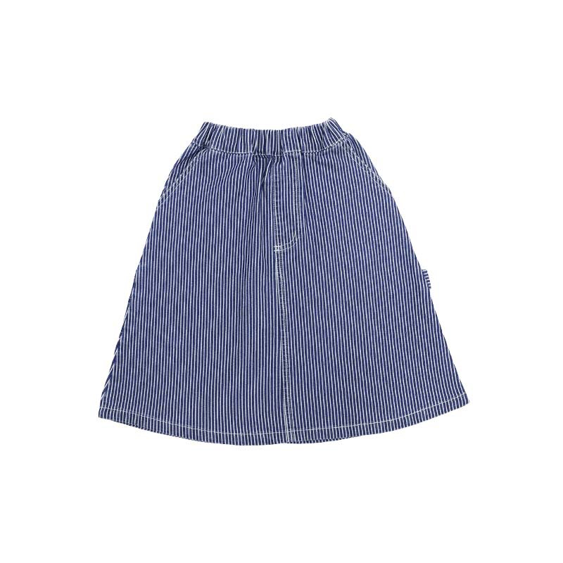 女中大童復古條紋百搭牛仔裙親子裝
