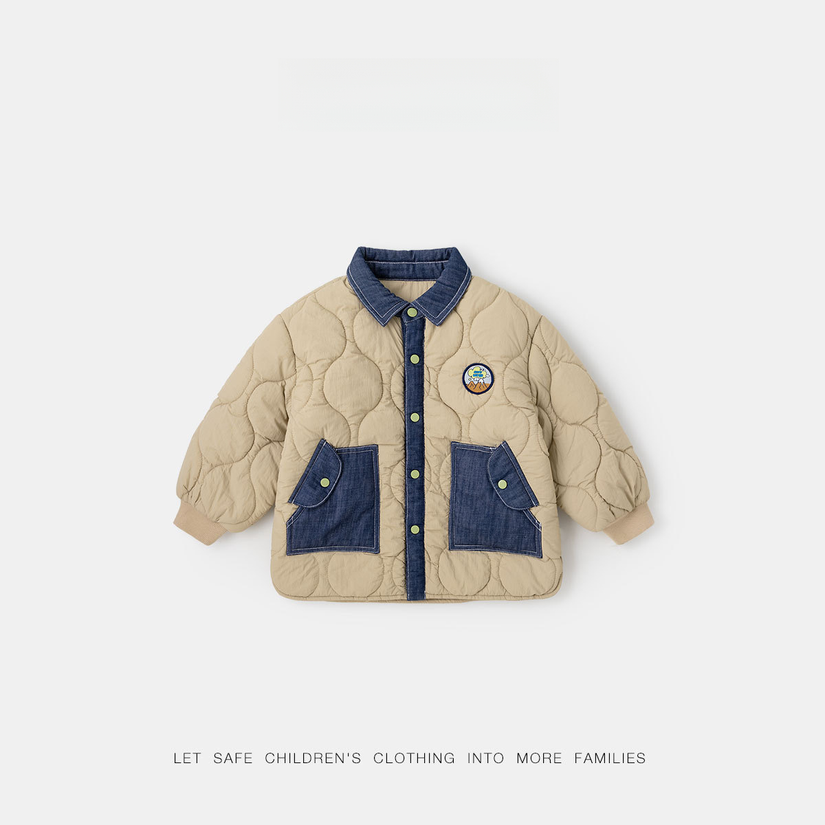 兒童秋冬加厚牛仔拼接棉襖