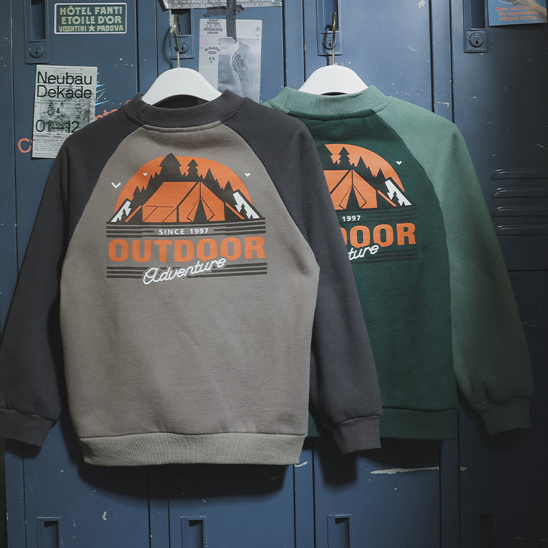 兒童冬季加絨露營帳篷印花衛衣