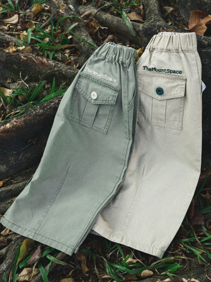 女童春季中長款純色寬鬆休閑工裝半身裙