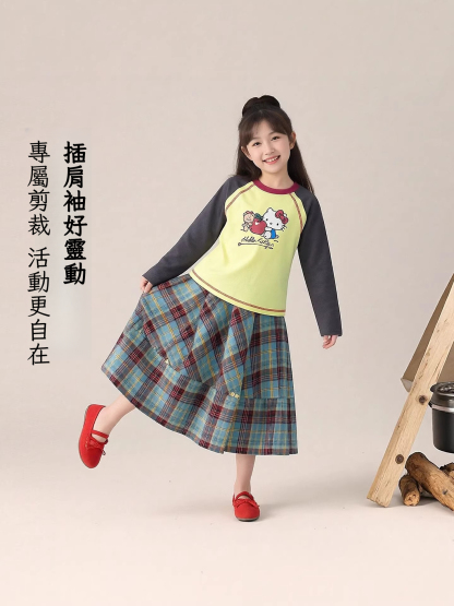 春季女童插肩袖長袖T恤